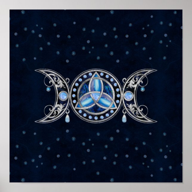 Triple Moon Triquetra Ornament with Moonstone Poster (Front)