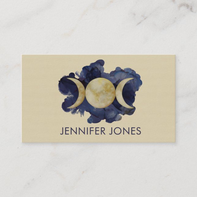 Triple Moon - Watercolor Business Card (Front)