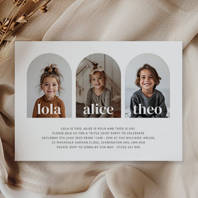 Triple Name Joint Landscape Photo Birthday Invitation (Creator Uploaded)