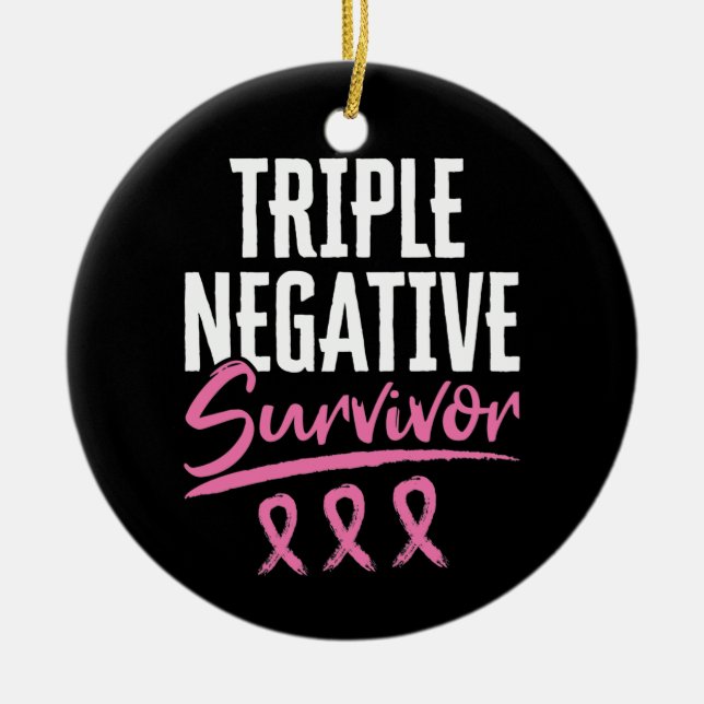 Triple Negative Survivor Breast Cancer TNBC Ceramic Tree Decoration (Front)