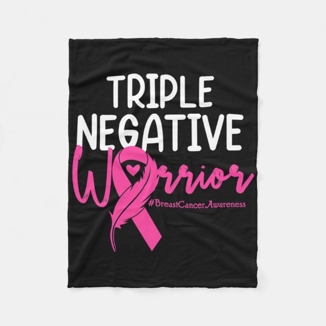 Triple Negative Warrior Pink Ribbon Breast Cancer  Fleece Blanket (Front)