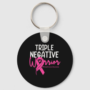 Triple Negative Warrior Pink Ribbon Breast Cancer  Key Ring