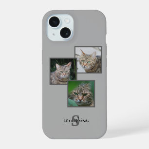 Triple Pet Portrait Phone Case with Custom Name