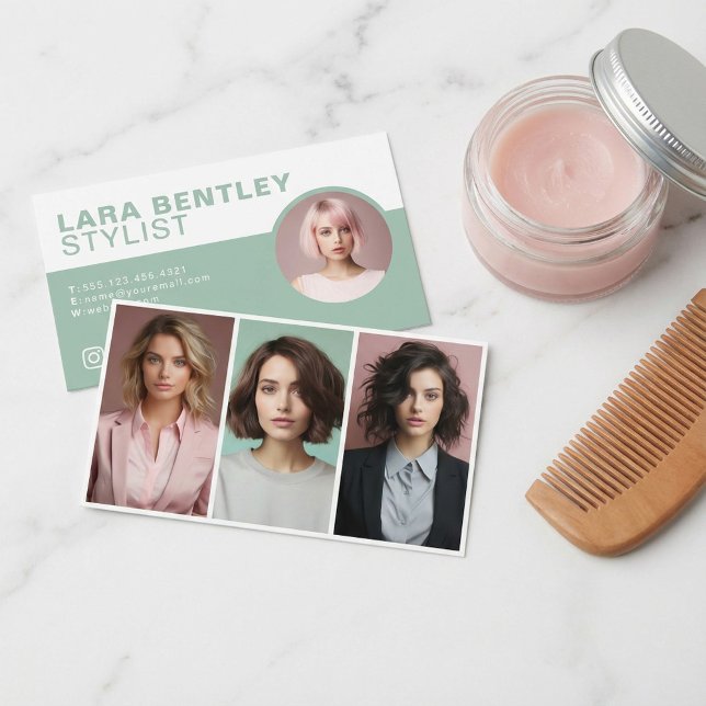 Triple photo stylist social media, profile photo business card (Triple photo stylist social media, profile photo business card.)