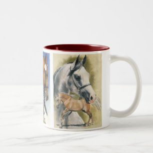 Triple Pleasure Horses Two-Tone Coffee Mug