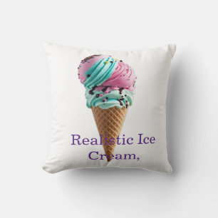 Triple Scoop Delight – Realistic Pink, Teal & Purp Cushion