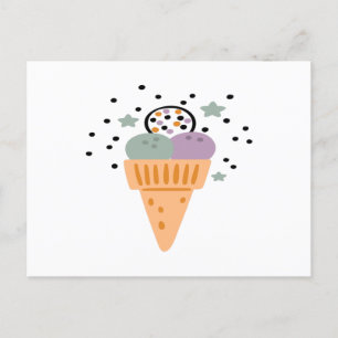 Triple Scoop Rainbow Ice Cream Postcard