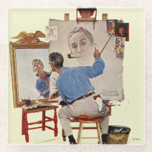 Triple Self-Portrait Glass Coaster