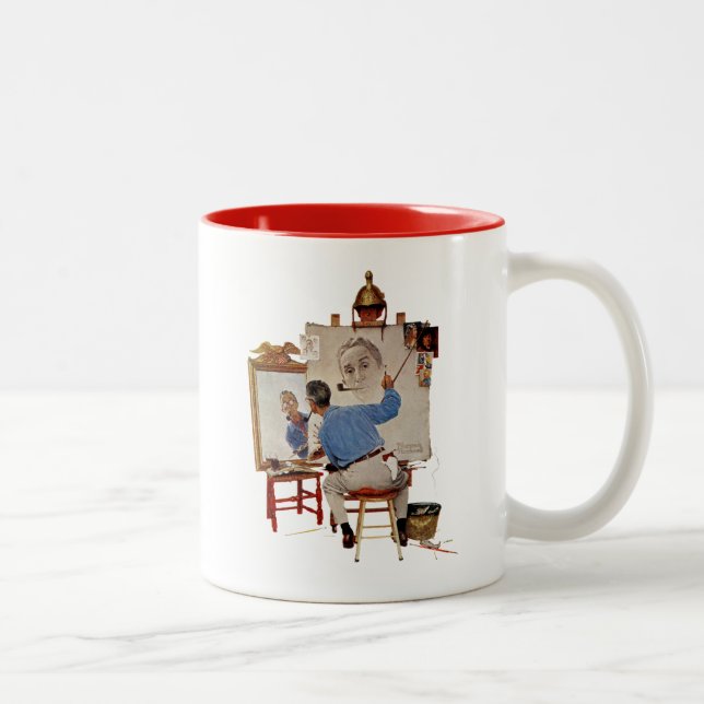 Triple Self-Portrait Two-Tone Coffee Mug (Right)