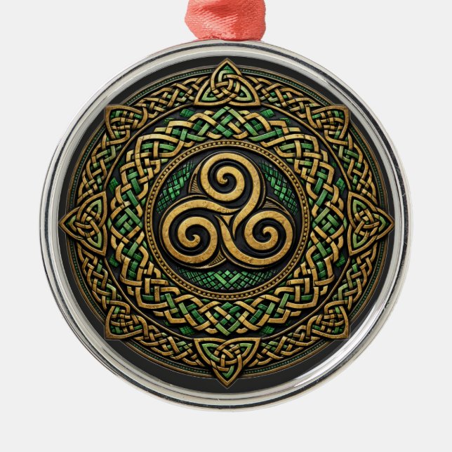 Triple Spiral Mandala — Eternal Celtic Interlace Metal Tree Decoration (Front)
