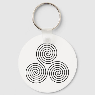 Triple Spiral Symbol Key Ring