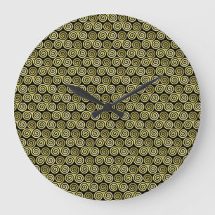 Triple spiral triskele Celtic Khaki Beige Large Clock