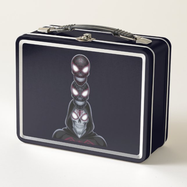 Triple Stacked Gothic Skulls Metal Lunch Box (Front)