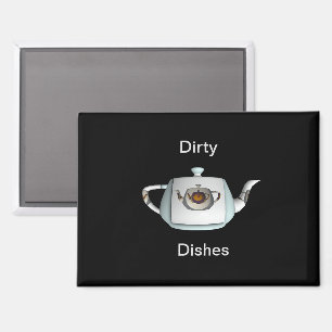 Triple Teapots Dirty Dishes Dishwasher Black  Magnet