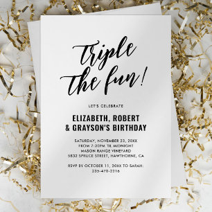 Triple the Fun Joint Birthday Invitation
