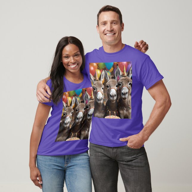 Triple the Joy: A Donkey Triplets' Birthday Bash T-Shirt (Unisex)