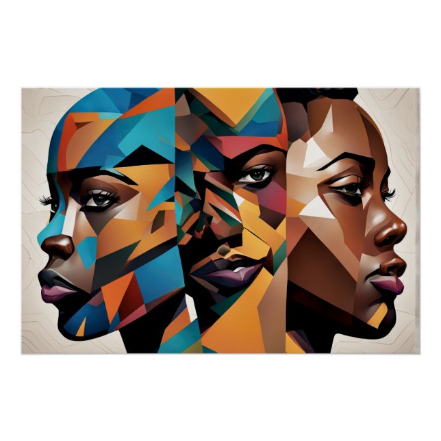 Triple Threat African American Black Woman Art Poster (Front)