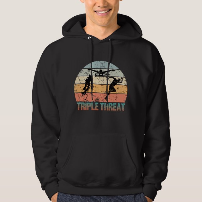 Triple Threat - Triathlon Athlete Hoodie (Front)