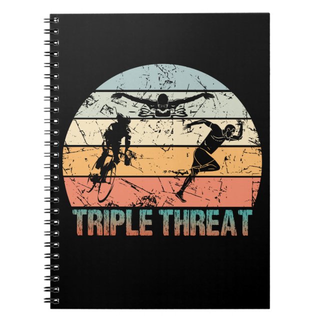 Triple Threat - Triathlon Athlete Notebook (Front)