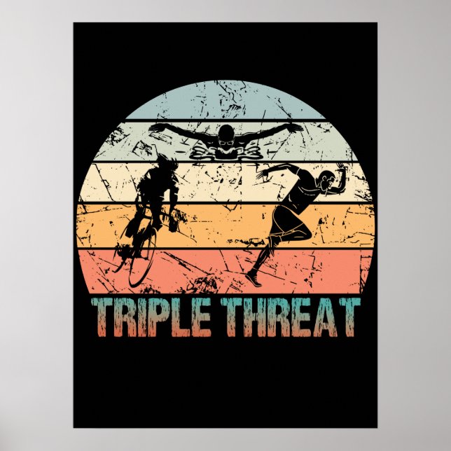 Triple Threat - Triathlon Athlete Poster (Front)