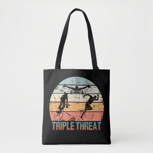 Triple Threat - Triathlon Athlete Tote Bag (Front)