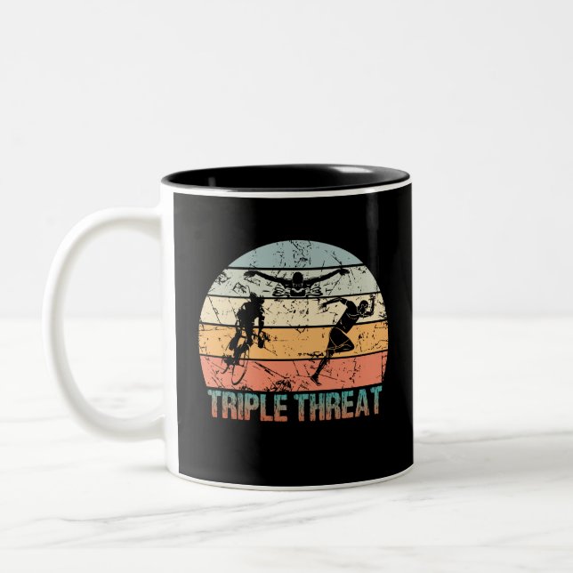 Triple Threat - Triathlon Athlete Two-Tone Coffee Mug (Left)
