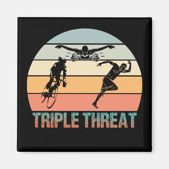 Triple Threat - Triathlon Sunset Magnet (Front)
