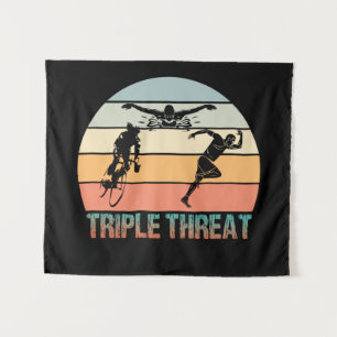 Triple Threat - Triathlon Sunset Tapestry