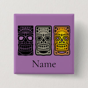 Triple Tiki Sculptures Thunder_Cove  15 Cm Square Badge
