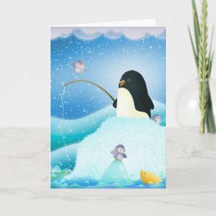 Triple trouble penguins card