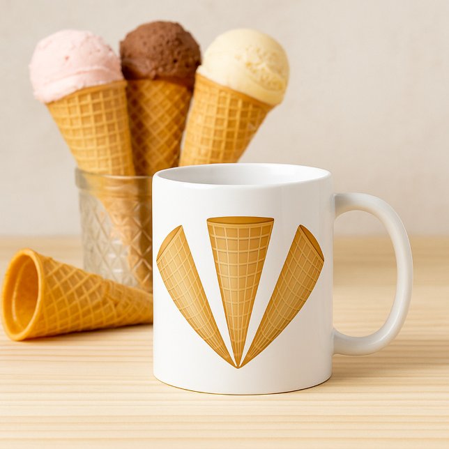 Triple Waffle Ice Cream Cone Summer Dessert Coffee Mug (Creator Uploaded)