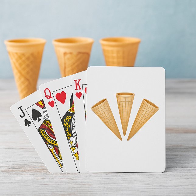 Triple Waffle Ice Cream Cone Summer Dessert Playing Cards (Creator Uploaded)
