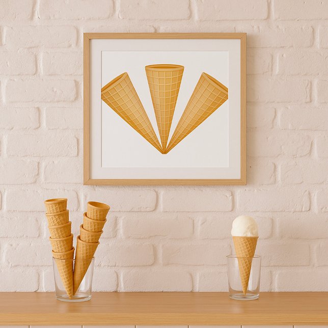 Triple Waffle Ice Cream Cone Summer Dessert Poster (Creator Uploaded)