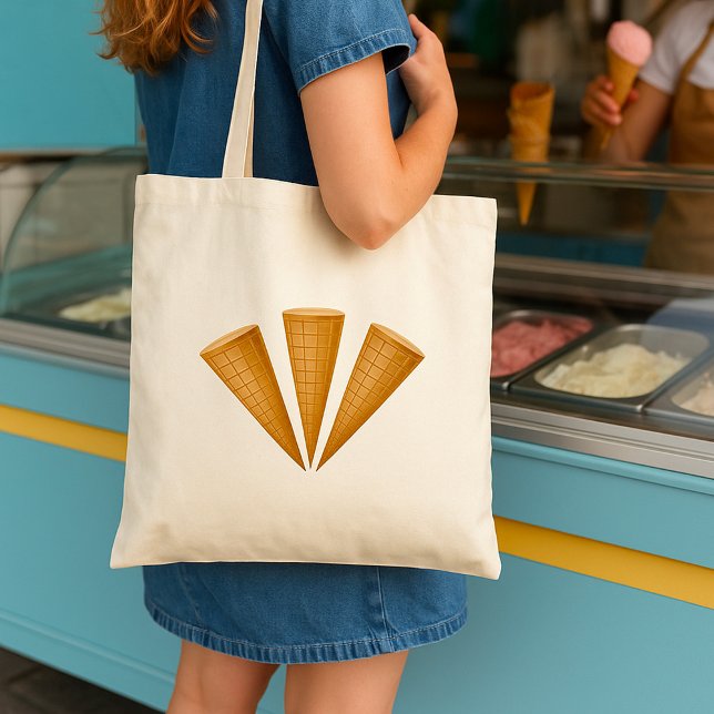 Triple Waffle Ice Cream Cone Summer Dessert Tote Bag (Creator Uploaded)