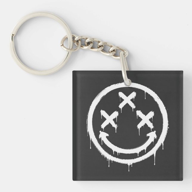 Triple X-Eyed Graffiti Smile Key Ring (Front)