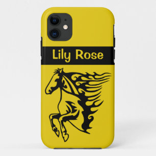 Triple Yellow Pony Horse Bronco Stallion Lineart Case-Mate iPhone Case
