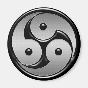 Triple Yin Yang - Metal & Glossy Black Magnet