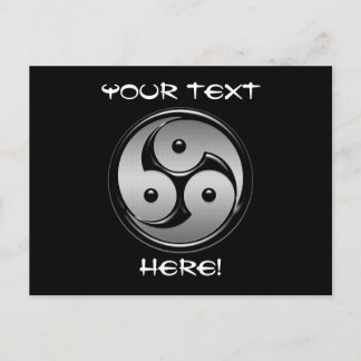 Triple Yin Yang - Metal & Glossy Black Postcard
