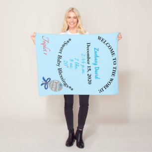 Triplet Baby Boy Personalised Fleece Blanket