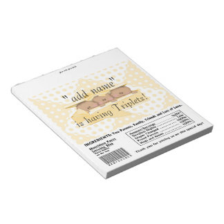 Triplet Baby Shower Candy Bar Wrappers Party Favou Notepad