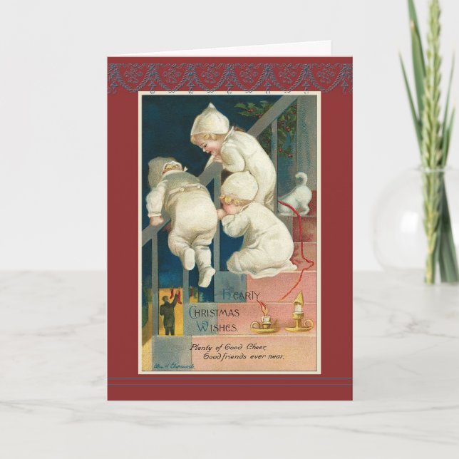 Triplet Christmas Card vintage Victorian (Front)