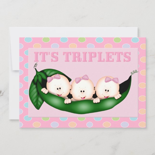Triplet Girls Baby Shower Invitation (Front)