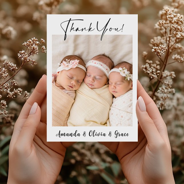Triplet Girls Thank You Newborn Baby Announcement (Creator Uploaded)