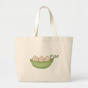 Triplet Peas in a Pod Large Tote Bag
