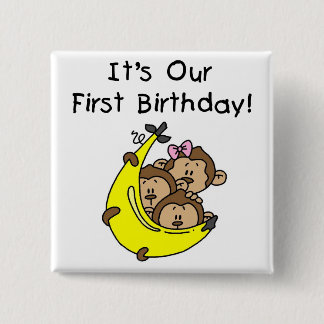 Triplets 1st - Two Boys, One Girl 15 Cm Square Badge