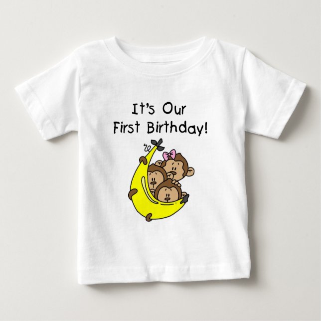 Triplets 1st - Two Boys, One Girl Baby T-Shirt (Front)