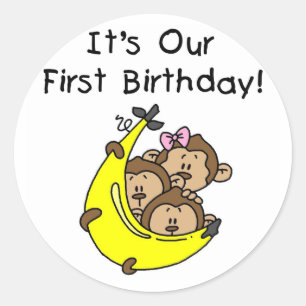 Triplets 1st - Two Boys, One Girl Classic Round Sticker