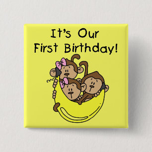 Triplets 1st - Two Girls One Boy Tshirts and Gifts 15 Cm Square Badge