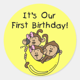 Triplets 1st - Two Girls One Boy Tshirts and Gifts Classic Round Sticker