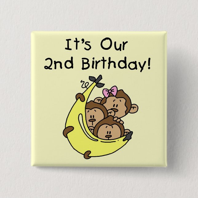 Triplets 2nd - Two Boys/ One Girl Tshirts 15 Cm Square Badge (Front)